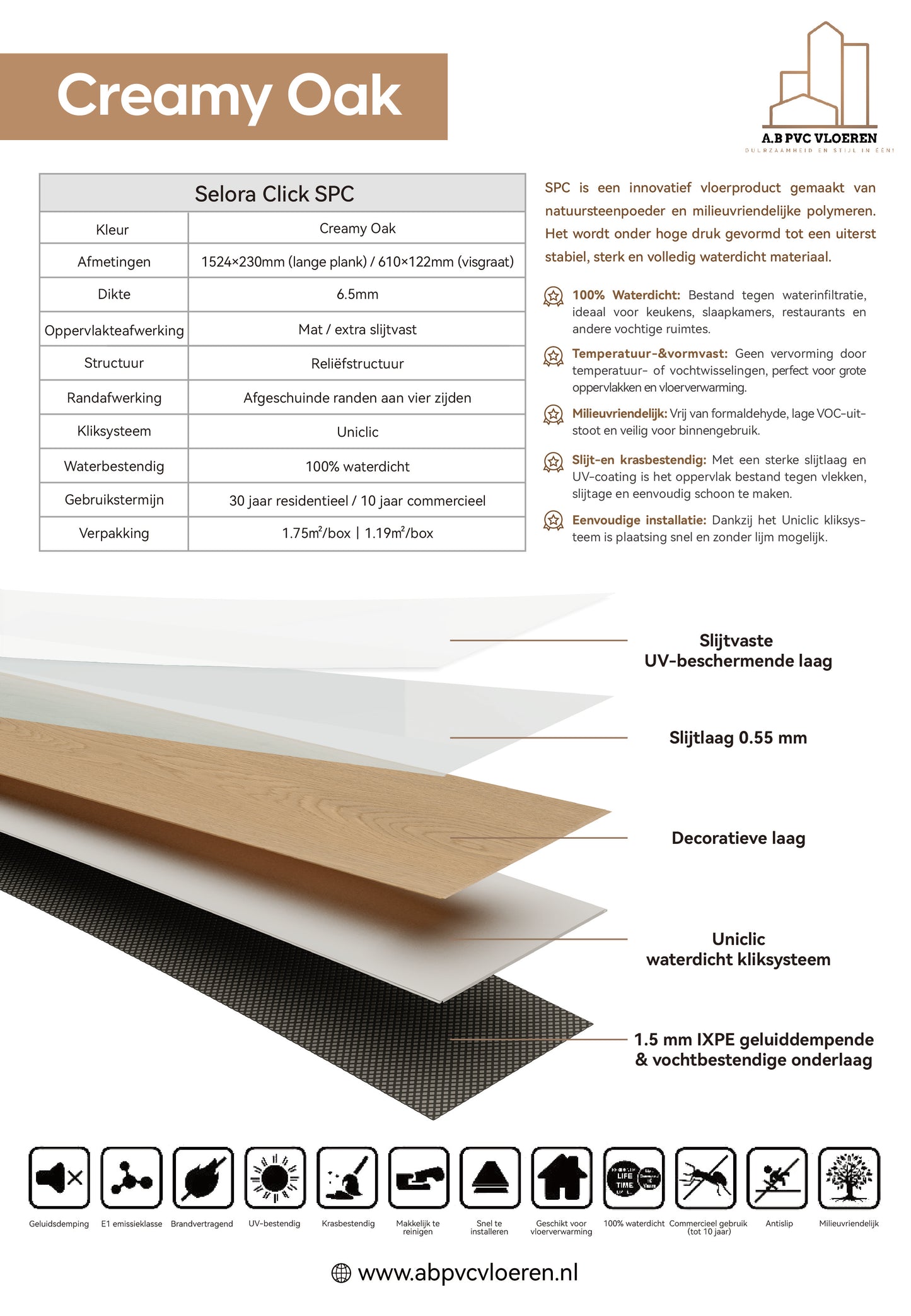 Creamy Oak | Houtlook | Pvc Vloer Click
