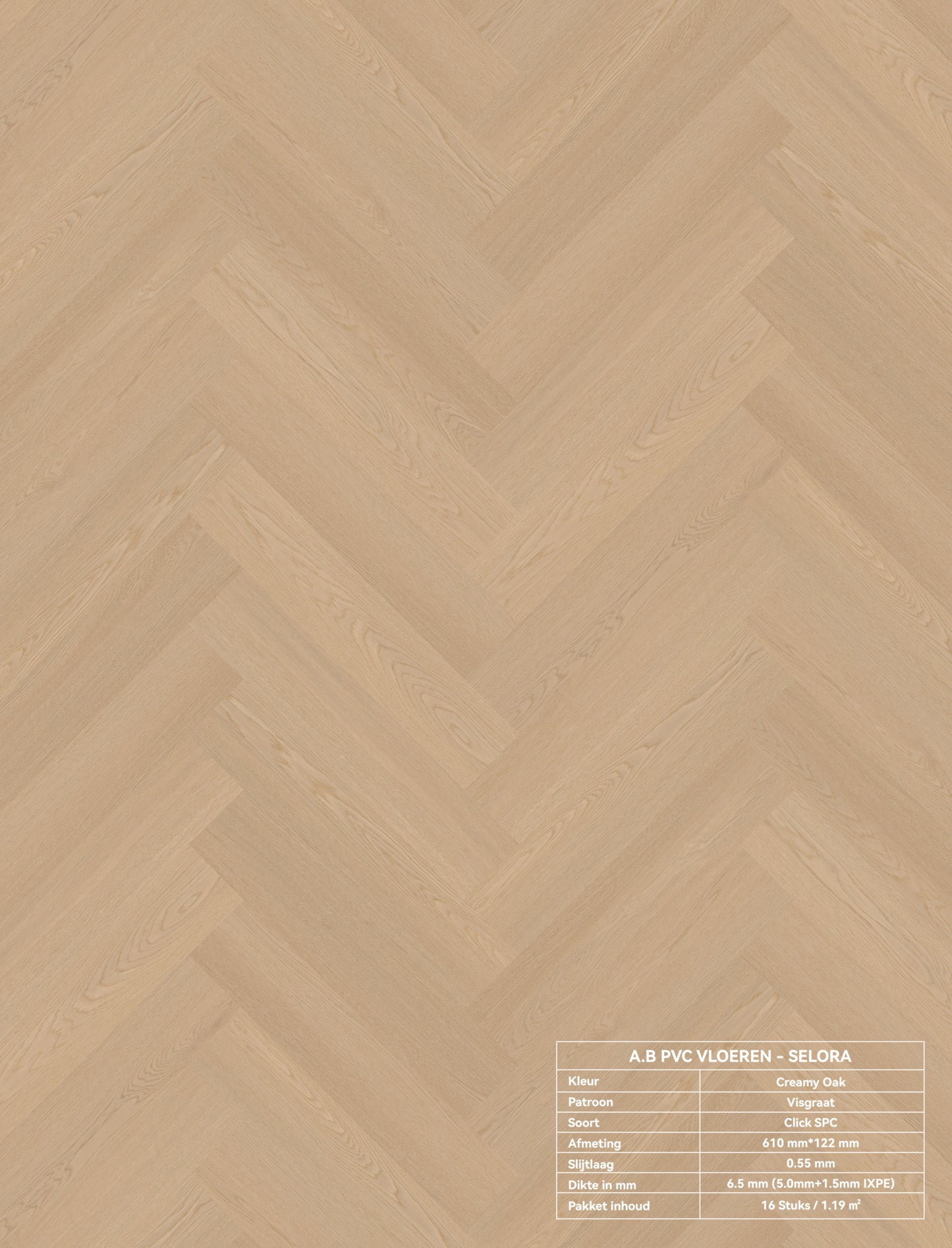 Creamy Oak | Visgraat | Pvc Vloer Click