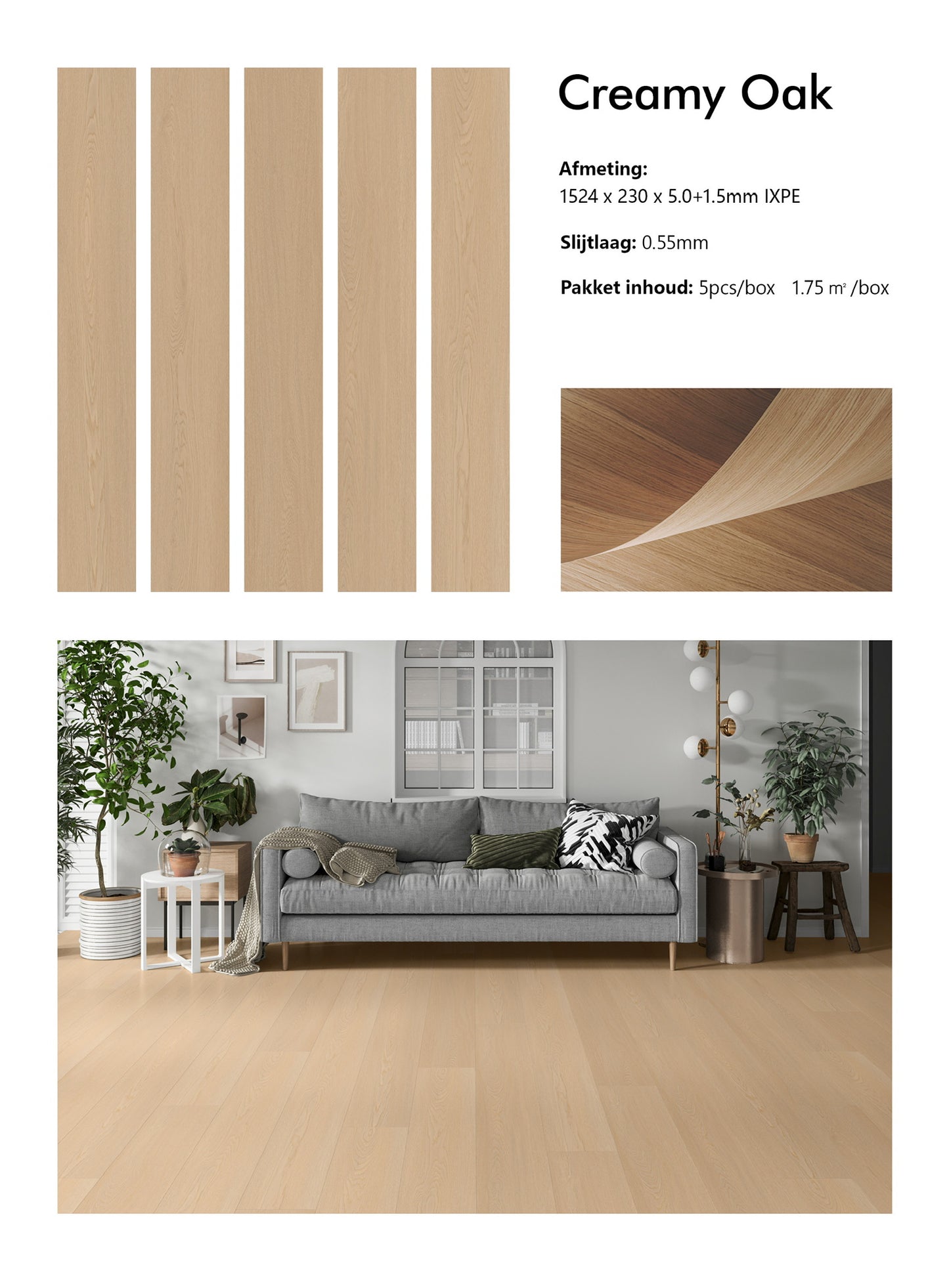 Creamy Oak | Houtlook | Pvc Vloer Click