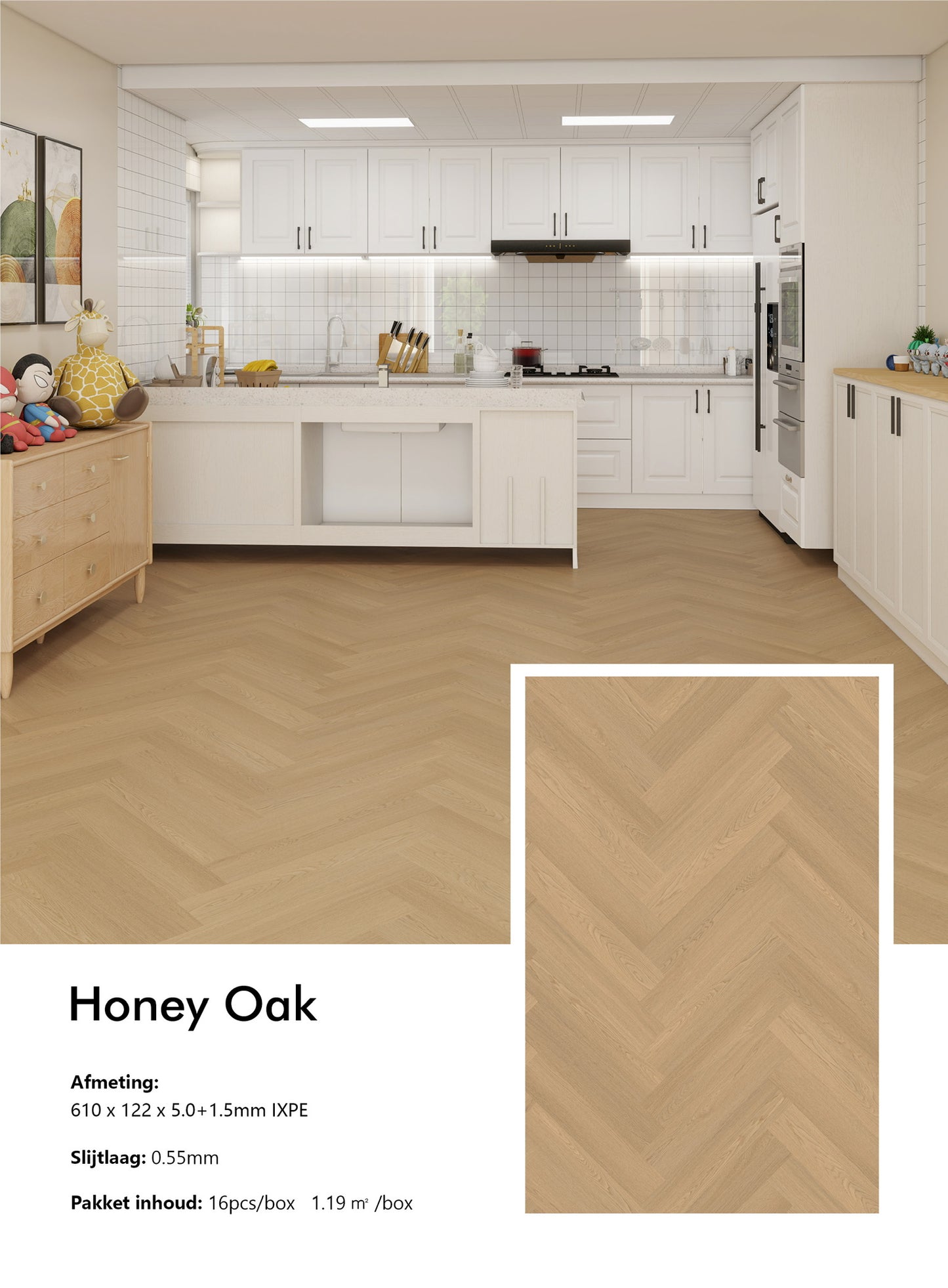 Honey Oak | Visgraat | Pvc Vloer Click