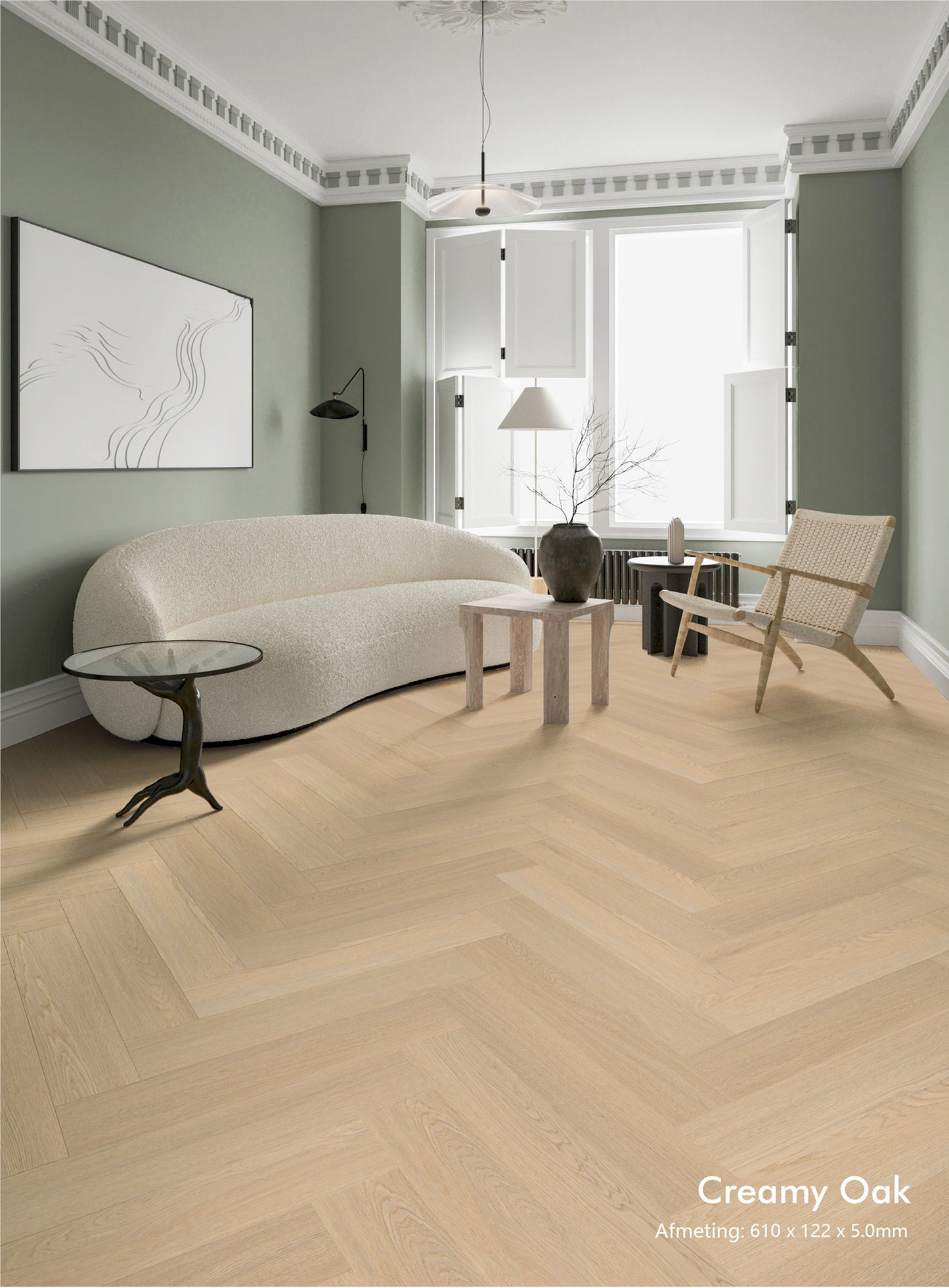 Creamy Oak | Visgraat | Pvc Vloer Click