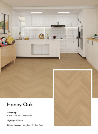 Honey Oak | Visgraat | Pvc Vloer Click