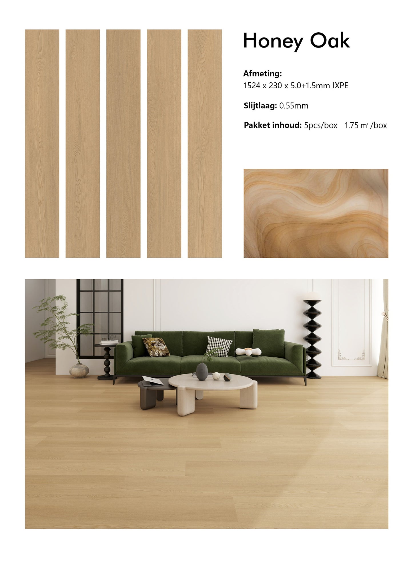 Honey Oak | Houtlook | Pvc Vloer Click